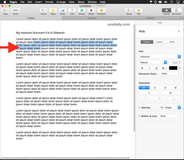 highlight text in word for mac